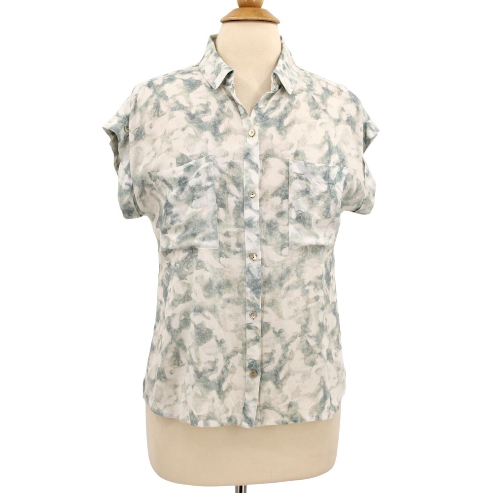 Anthropologie Cloth & Stone Tie‎ Dye Shirt Petite Small Short Sleeve Button Up